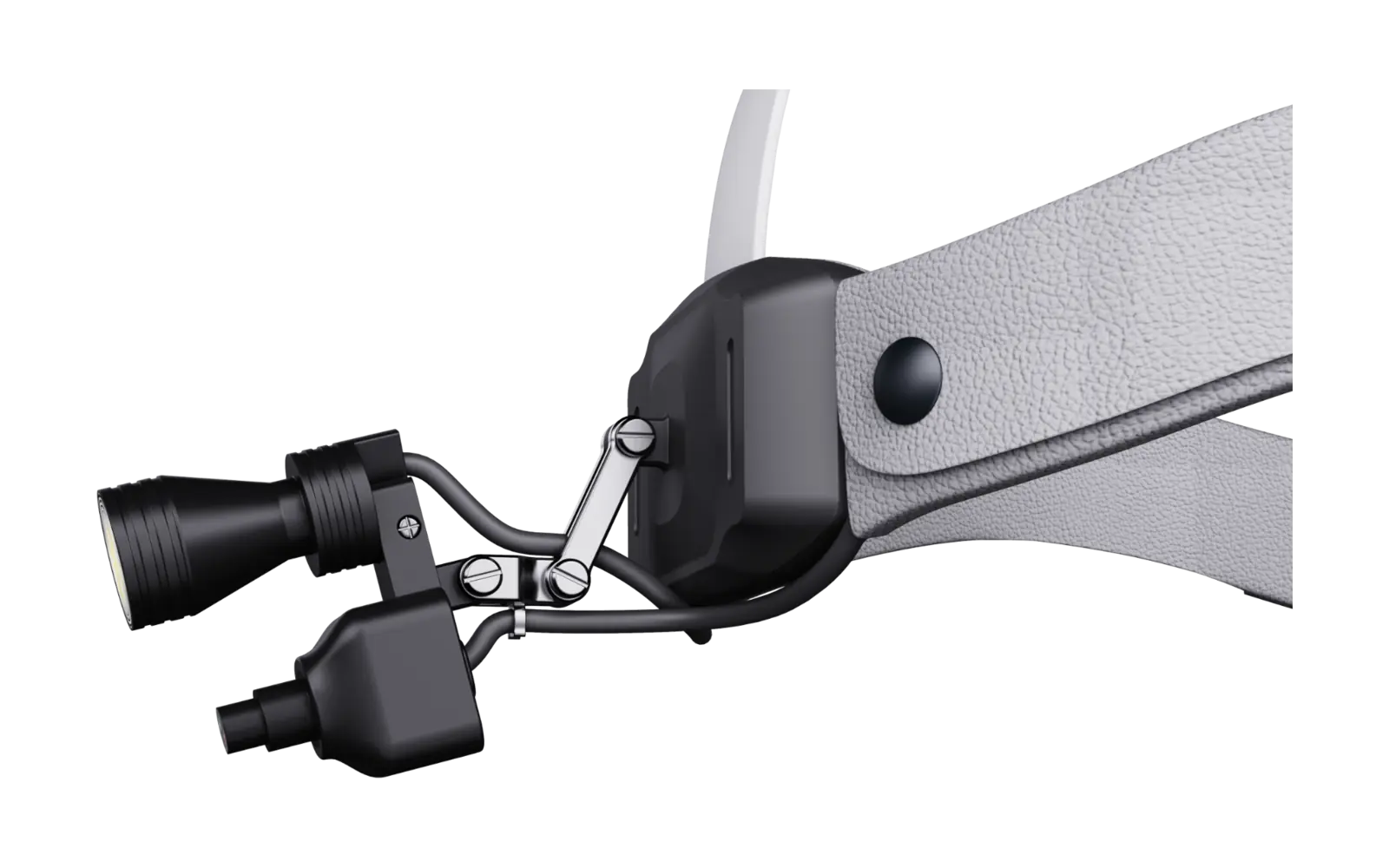 Close-up of coaxial surgical headlight and 4K camera module
